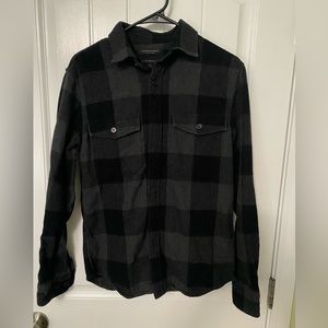 Banana Republic black buffalo check flannel.